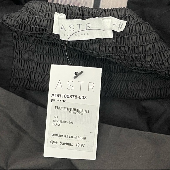 Womens Astr long black dress with puff sleeves and elastic bodice L - Picture 3 of 6